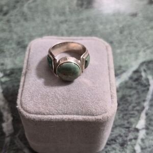 Sterling Silver Turquoise Cabochon Ring - Green Turquoise